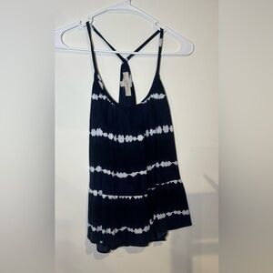 LOFT Navy and White Tie-Dye Tank Top